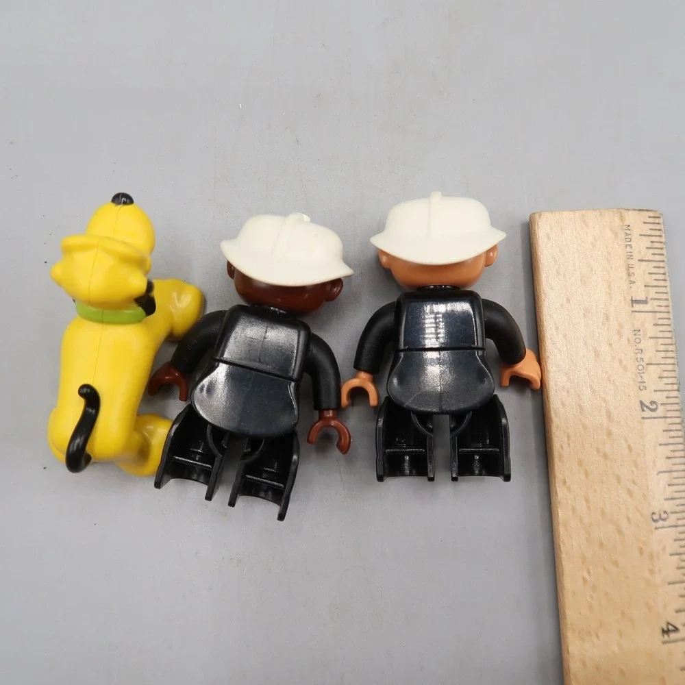 Duplo LEGO Disney Minifigures Pluto Dog & 2 Fireman Figure Lot of 3